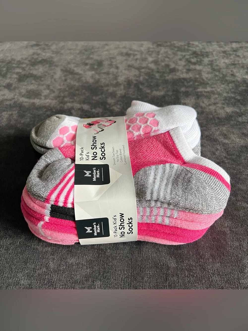 NWT Members Mark 10-Pack Kid’s No Show Socks Size Medium